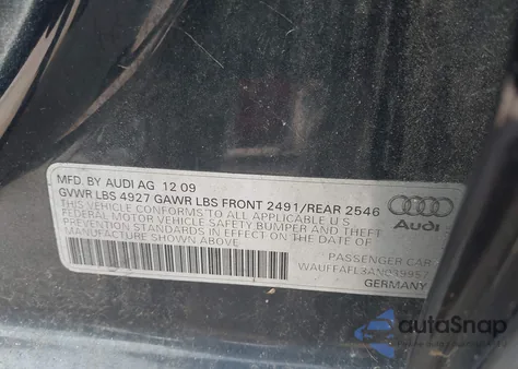 2010 Audi A4 2.0T Premium из США, поврежденный, VIN WAUFFAFL3AN039957